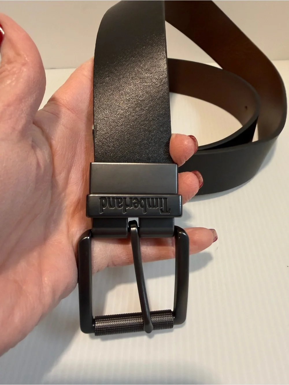 Timberland Men's Reversible Black/Brown Leather Belt 36